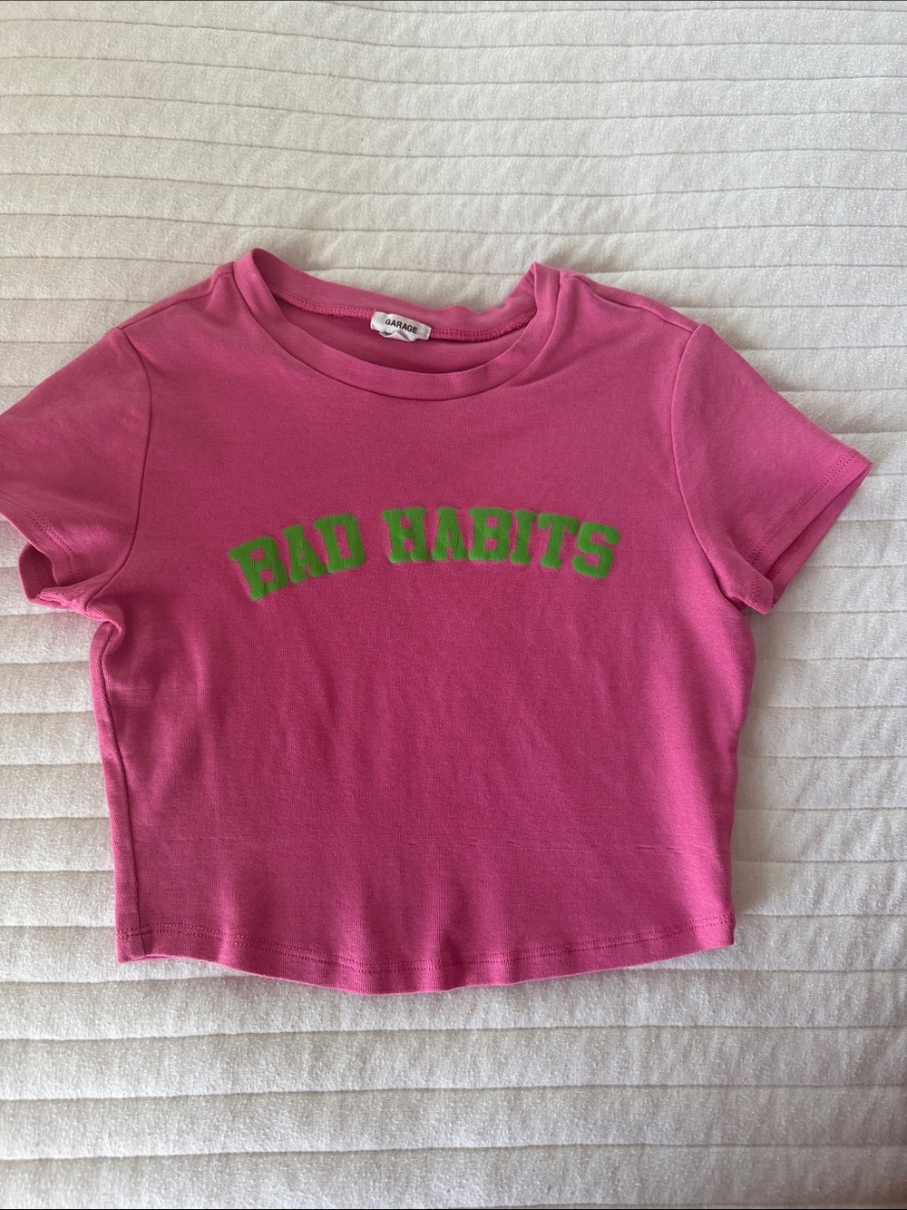 Garage Pink "Bad Habits" Crop T-Shirt